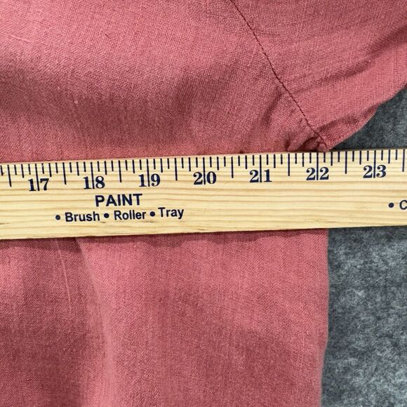 FLAX Womens Linen Button Up Top Size Medium Pink Long Sleeve Lagenlook Beachy - Picture 7 of 8